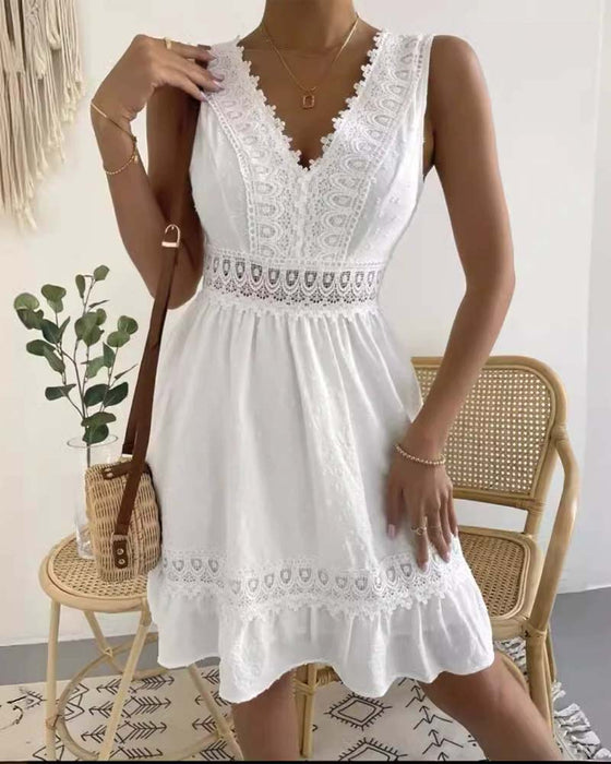 Kleid einfarbig Spitze rückenfrei