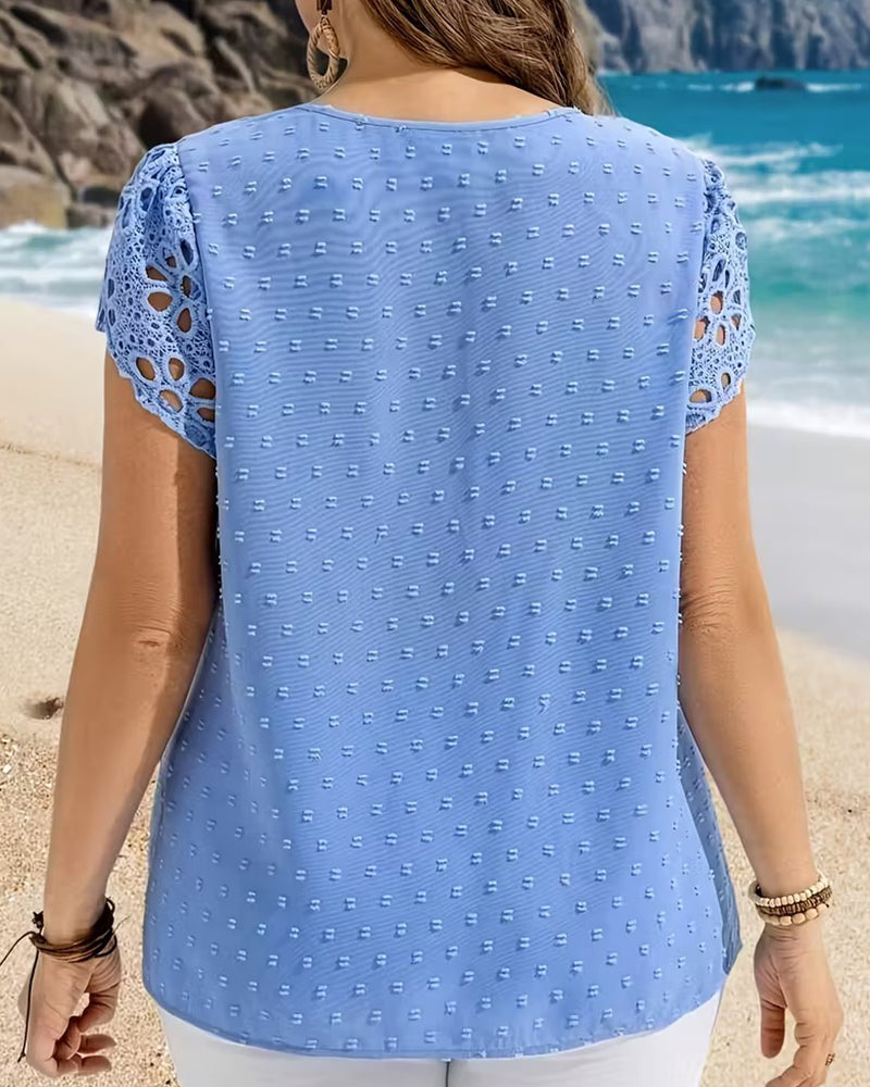 Bluse Rundhals Puffärmel