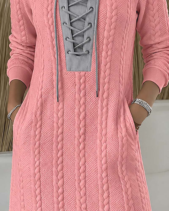 Kleid Binden Mode Farbblock