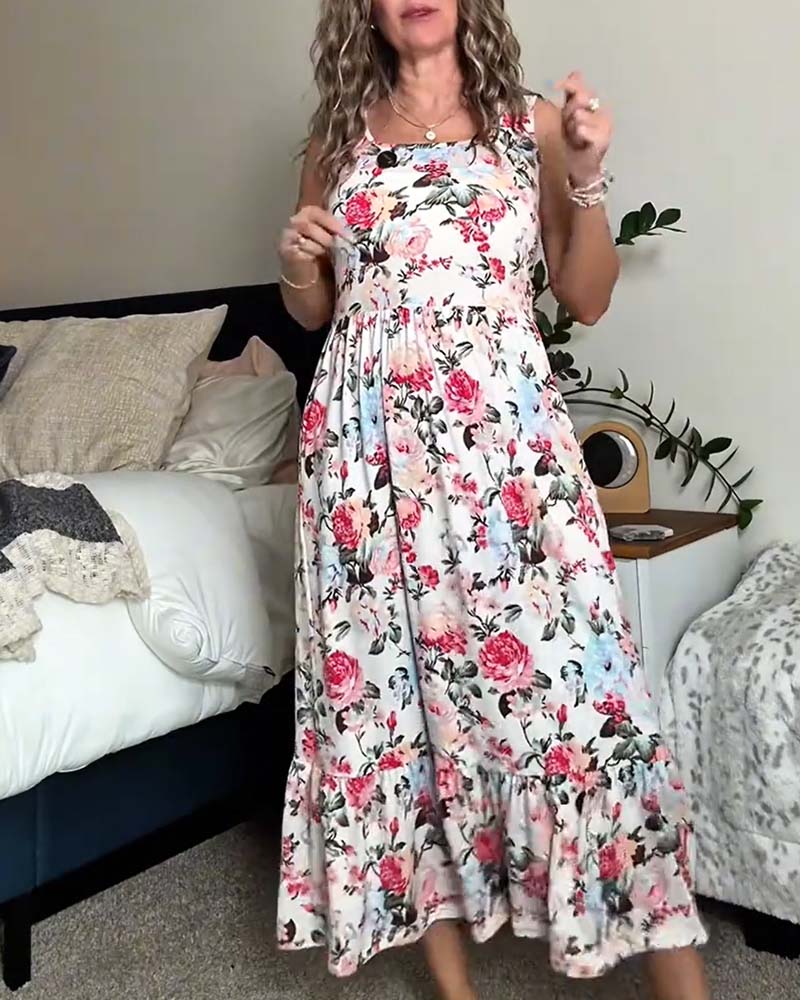 Kleid Gestreift Ärmellos Voll Rock