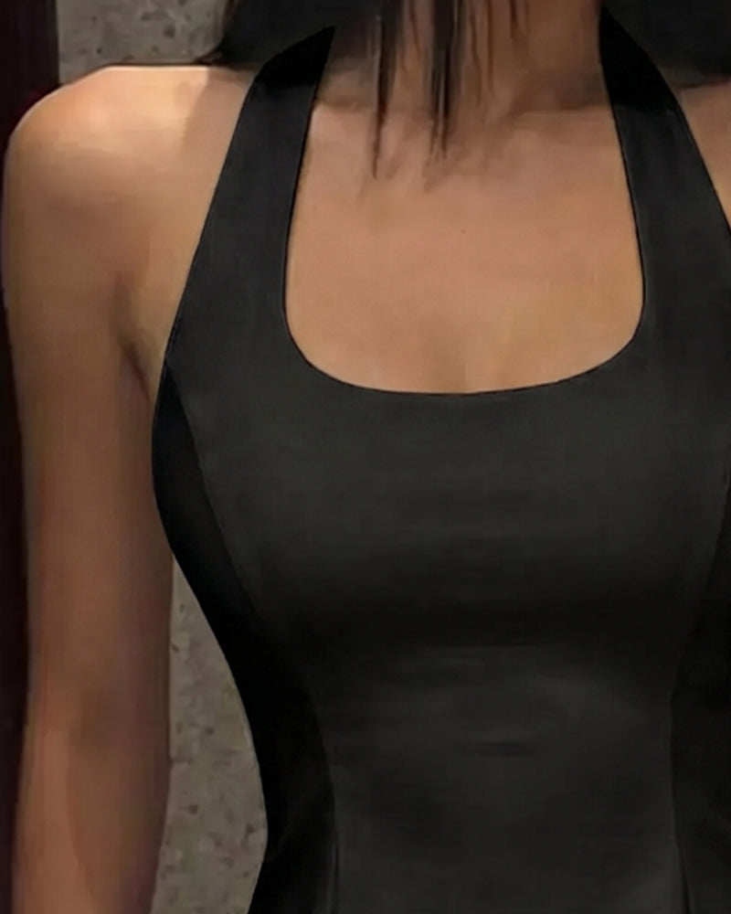 Tank Tops Halter Quadratischer Ausschnitt Schick