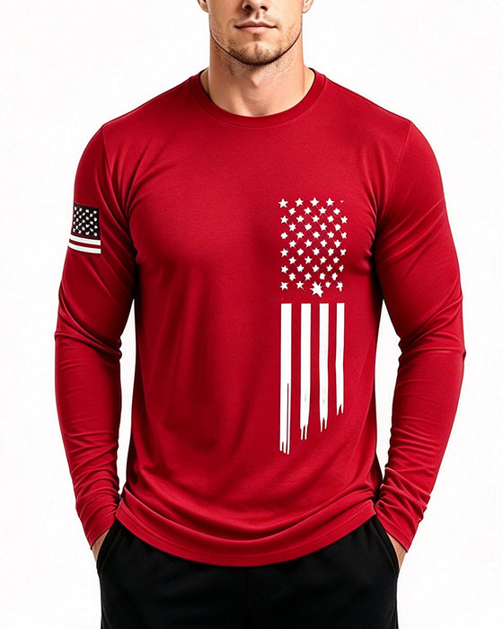 Top Herren Nationalflagge Druck Langarm