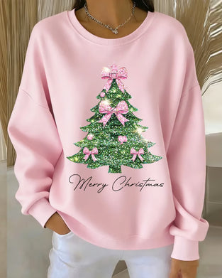 Crewneck Sweatshirt mit Weihnachtsdruck und langen Ärmeln