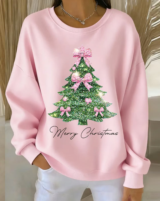 Crewneck Sweatshirt mit Weihnachtsdruck und langen Ärmeln