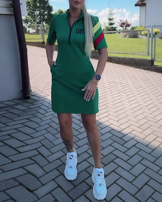 Kleid Stehkragen Reißverschluss Golf