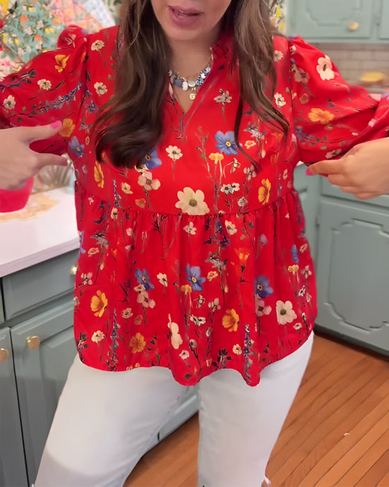 Bluse Puffärmel floral