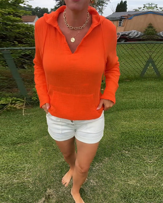 Bluse einfarbig mit Tasche Mode