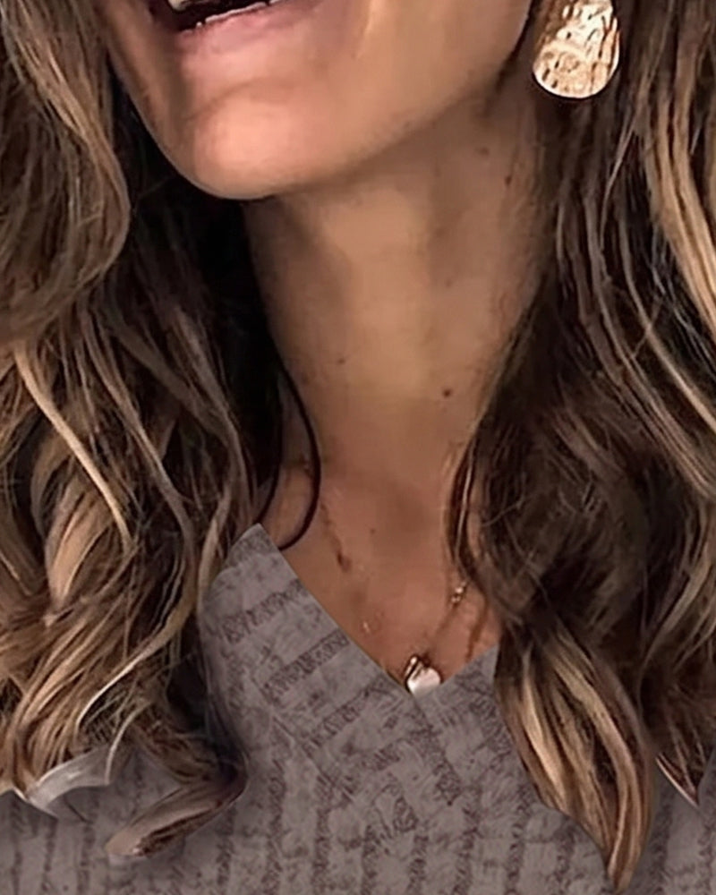 V‑Ausschnitt Langarm‑Top