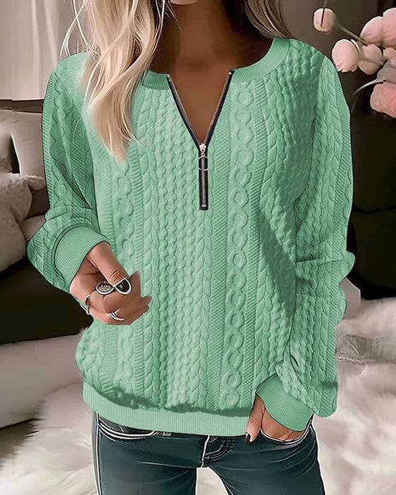 Einfarbiges Sweatshirt mit Reißverschluss