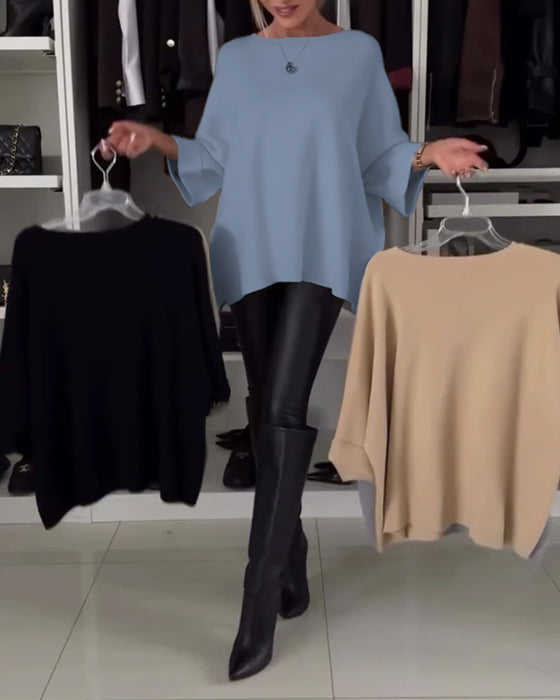 Modischer pullover mit rundhalsausschnitt und knopfleiste in unifarbe