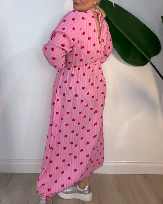 Kleid Elegant V-Ausschnitt Herzmuster