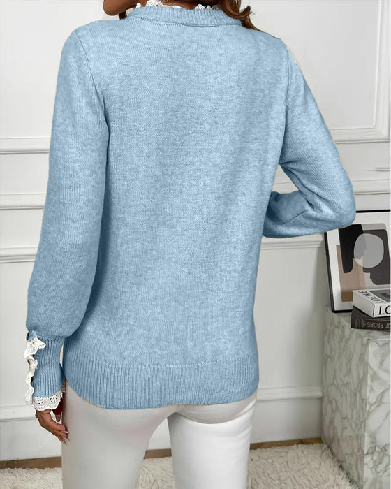 Eleganter Pullover Mit Spitzenbesatz