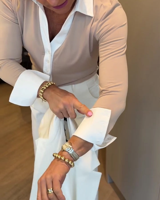 Hemd Kontrast Paneel Langarm