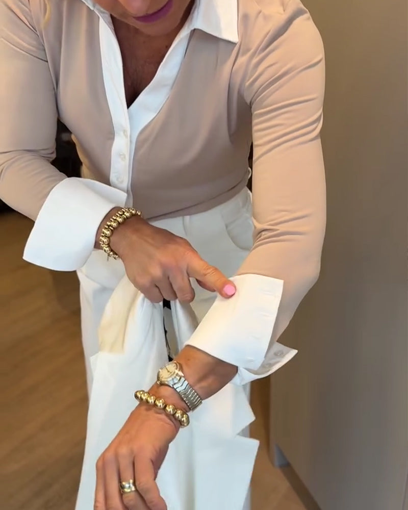 Hemd Kontrast Paneel Langarm