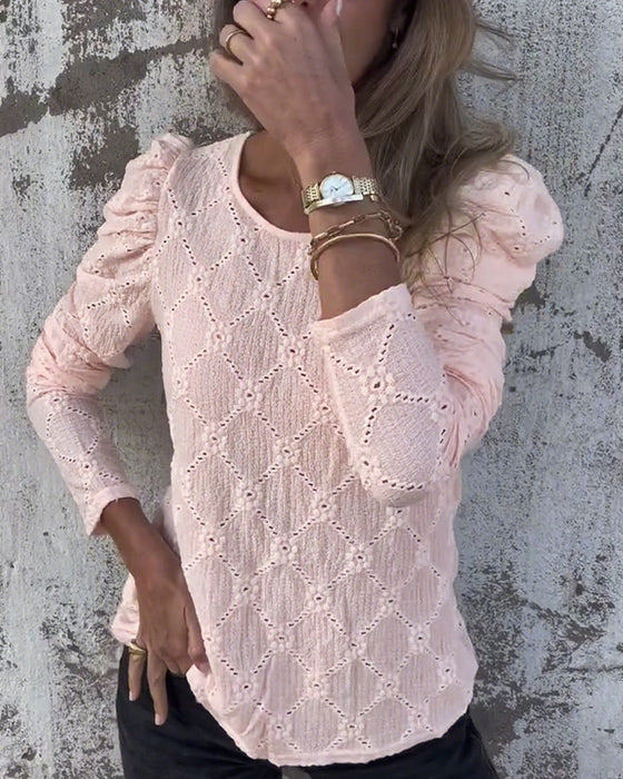 Bluse Mit Puffärmeln Und Ausschnitt