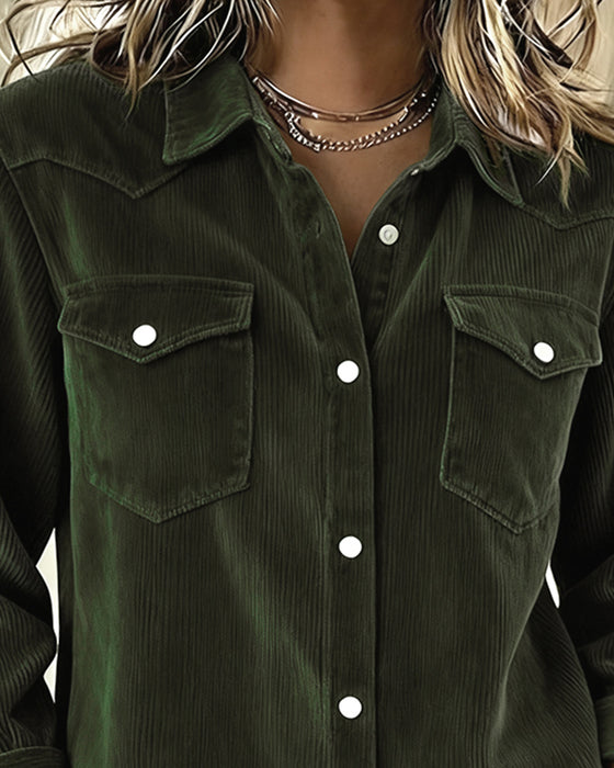 Langärmliges Hemd mit Revers und Knopfleiste