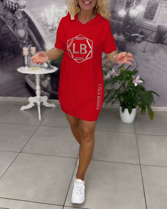 Kleid Mit Kapuze Aufdruck Sport