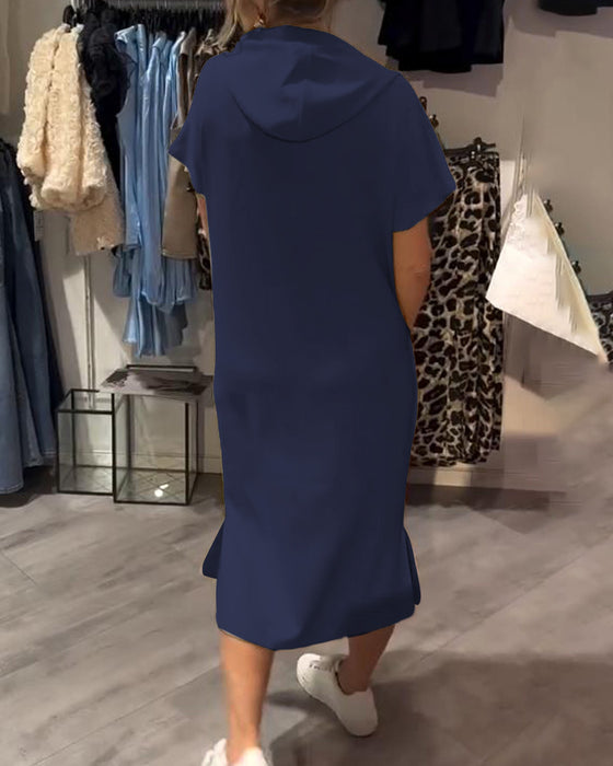 Kleid Mit Kapuze Casual Kordelzug