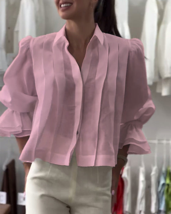Bluse Puffärmel Rüsche