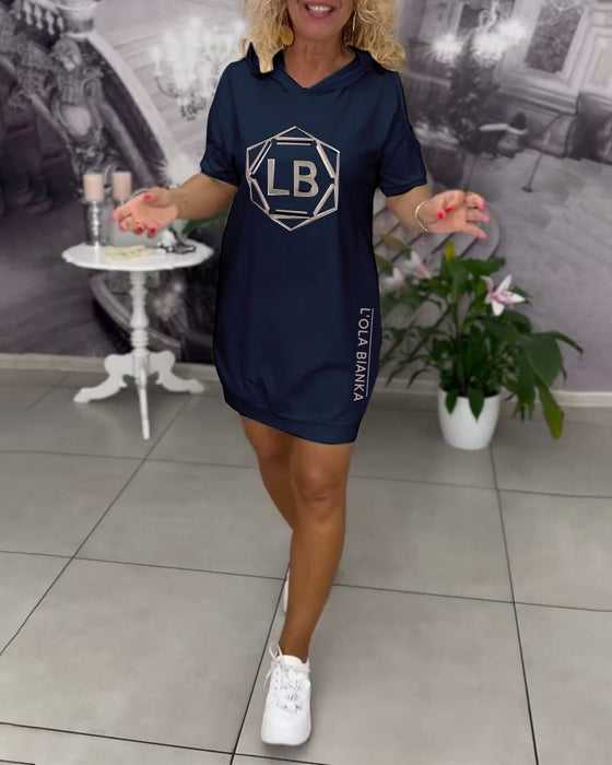 Kleid Mit Kapuze Aufdruck Sport