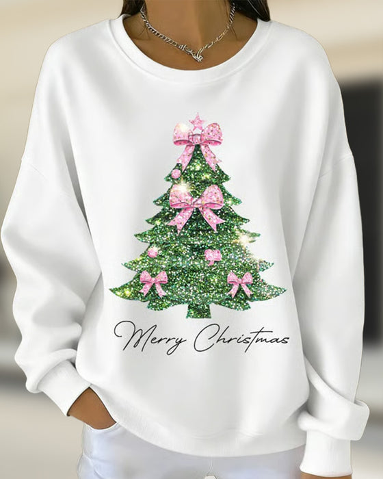 Crewneck Sweatshirt mit Weihnachtsdruck und langen Ärmeln