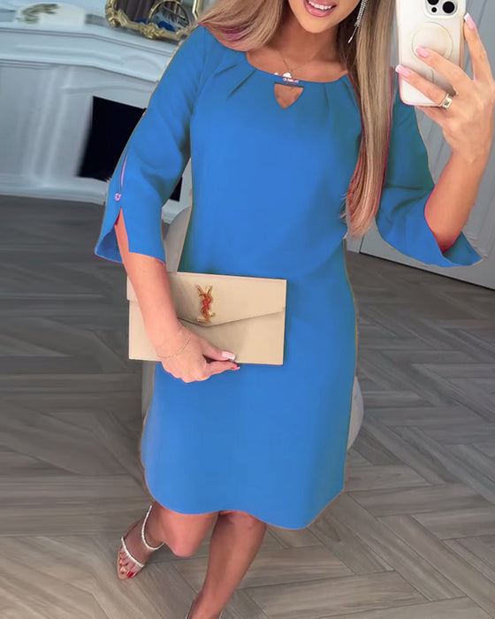 Kleid elegant einfarbig hohl gerade