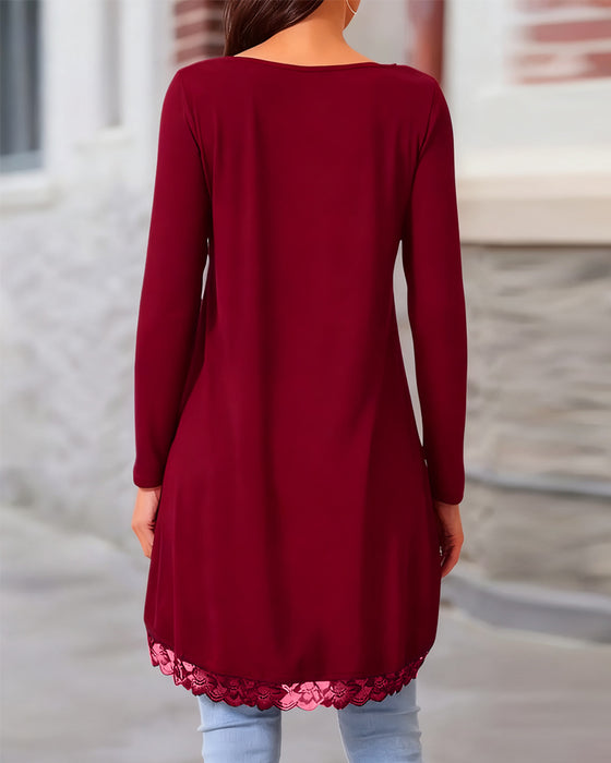Unregelmäßiges Langärmliges Oberteil Mit Mesh-Patchwork