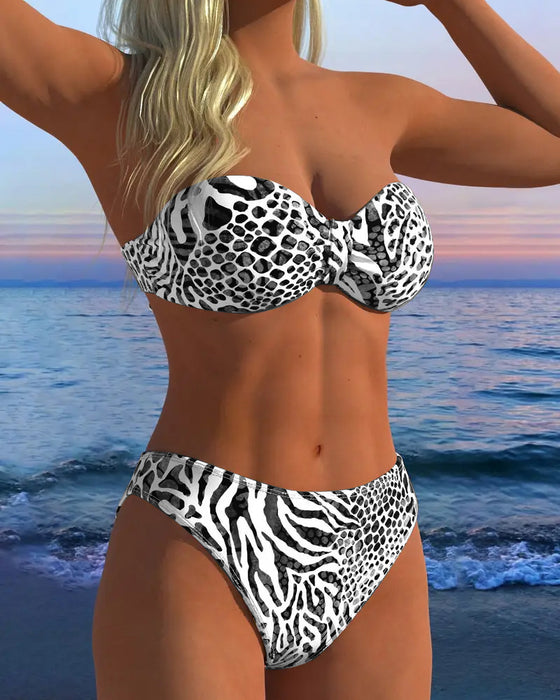 Badeanzug Sexy Leopardenmuster Zweiteilig