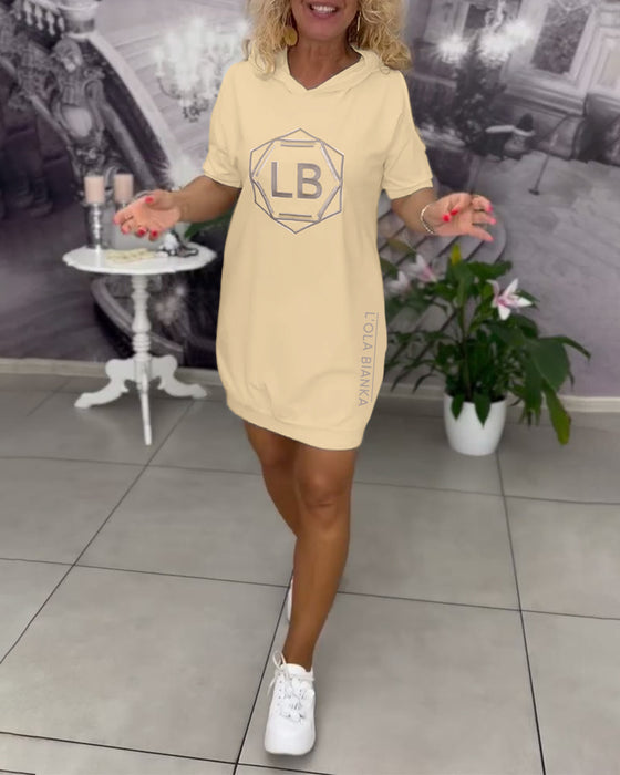 Kleid Mit Kapuze Aufdruck Sport
