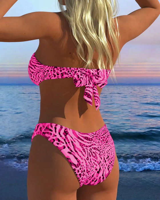 Badeanzug Sexy Leopardenmuster Zweiteilig