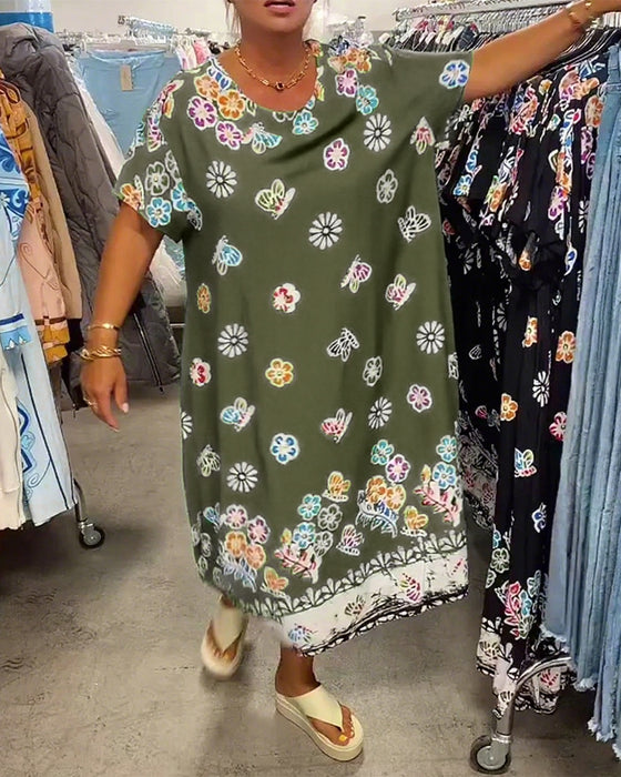 Kleid Oversize Bedruckt Locker