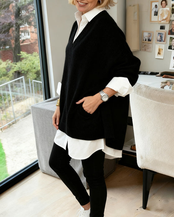 Modischer Lockerer Pullover Mit Langen Ärmeln