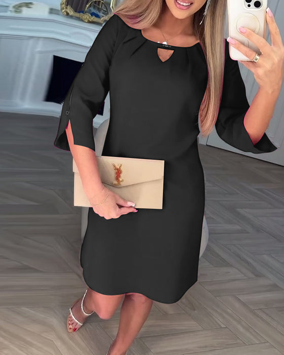 Kleid elegant einfarbig hohl gerade