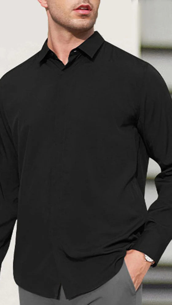 Herren Langarmhemd Uni
