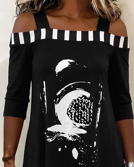 Kleid Off-Shoulder Unregelmäßig Lockere Druck