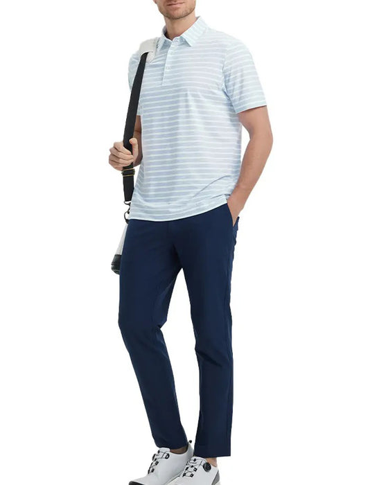 T-Shirt Kragen Blau Und Weiß Feiner Streifen