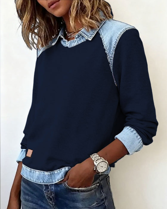 Bluse modisches Revers langarm