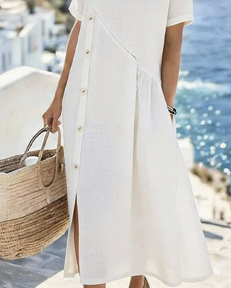 Kleid Knopf Dekor Lässig