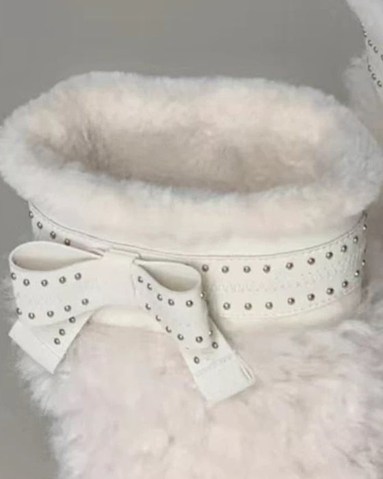 Damenstiefel Pelzgefütterte Flache Schneestiefel