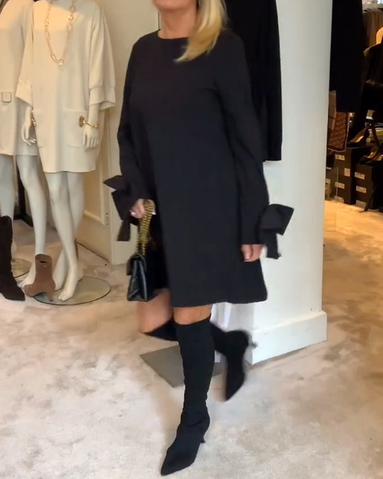 Kleid Modisch Rundhals Schleifenärmel