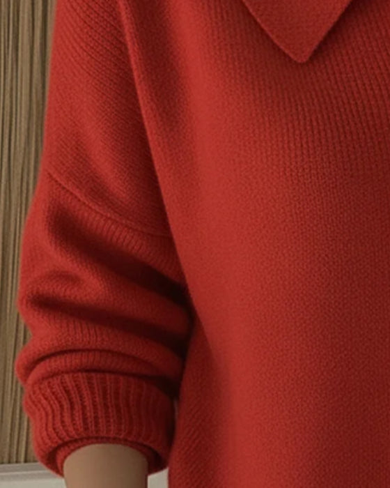 Langärmeliger Pullover mit Knopfleiste am Revers