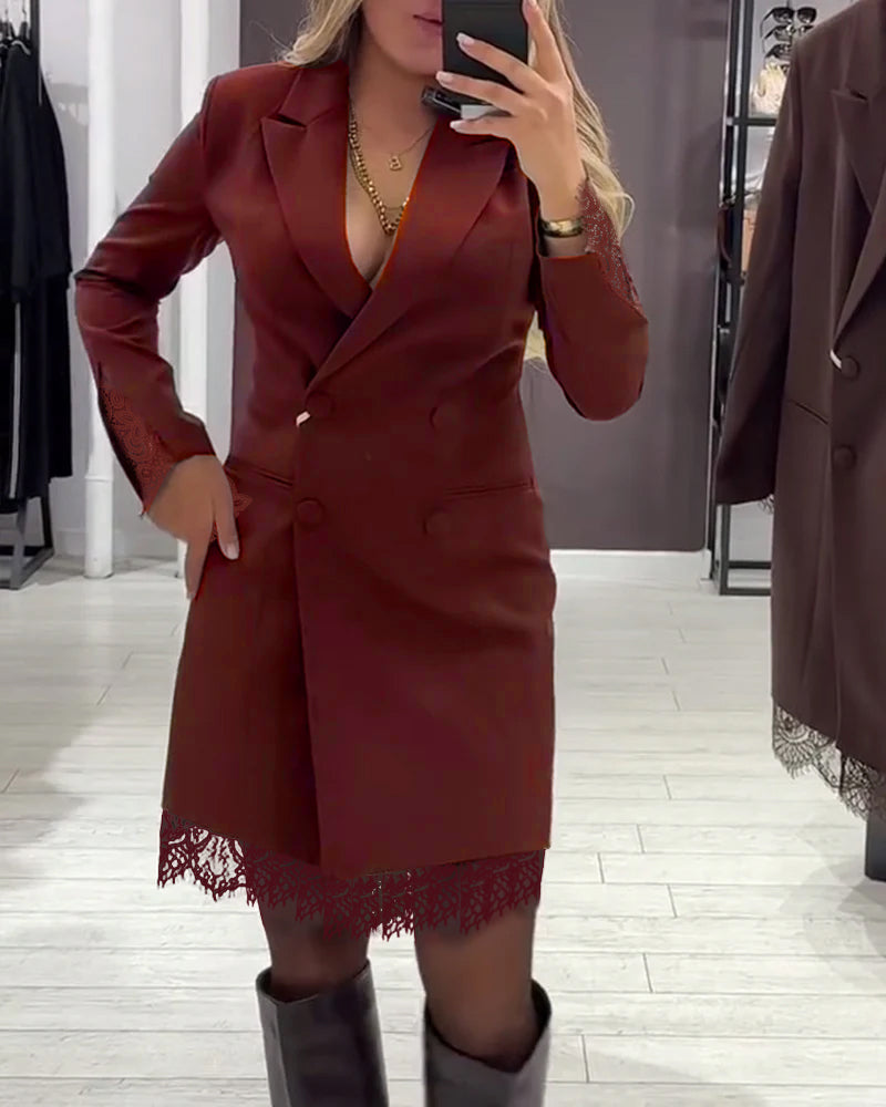 Kleid mit V-Ausschnitt und Einsätzen für die Arbeit