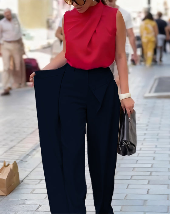 Hose asymmetrisch geschichtet mit weitem Bein