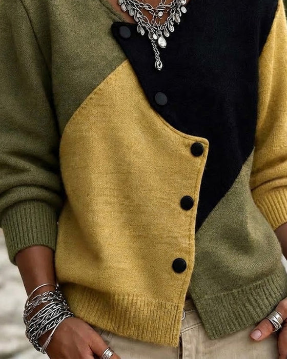 Cardigan Unregelmäßig Colorblock