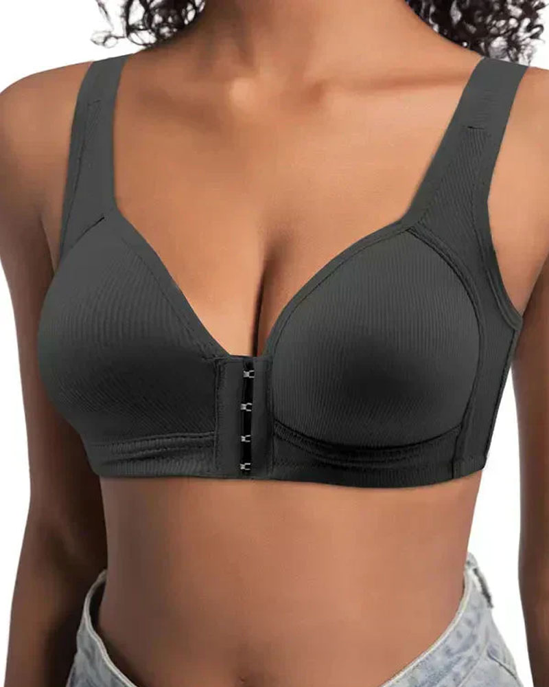 Verstellbarer Frontverschluss Push-up-BH. Bügellos, nahtlos mit Seitenverstärkung für den täglichen Gebrauch, Frühling-Sommer Komfort.