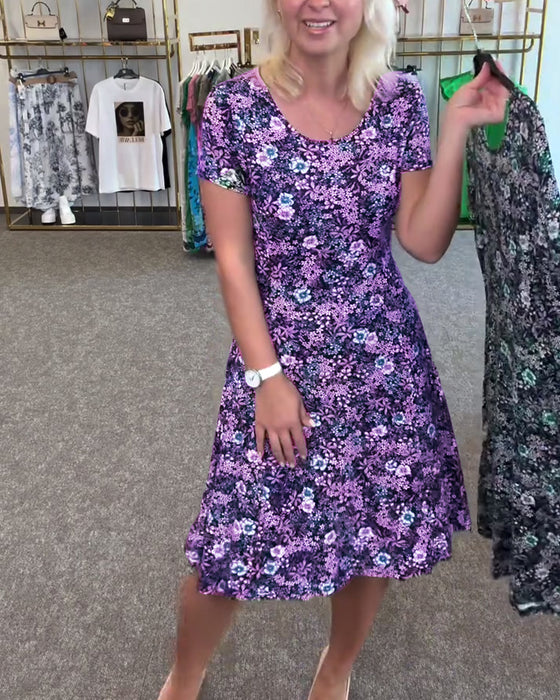 Kleid Stilvoll Schmale Taille Bedruckt