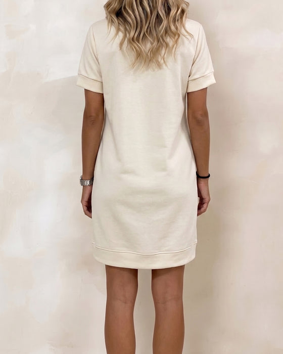 Kleid Mode V-Ausschnitt Kurzärmelig