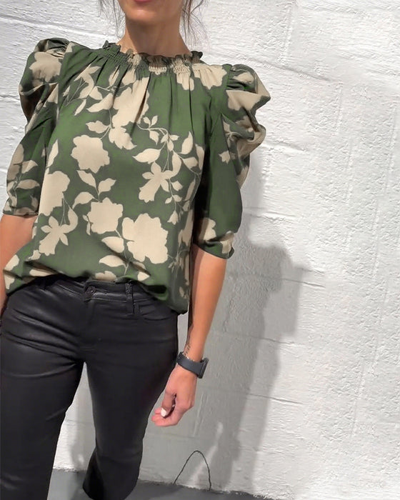 Bluse Puffärmel Rüsche