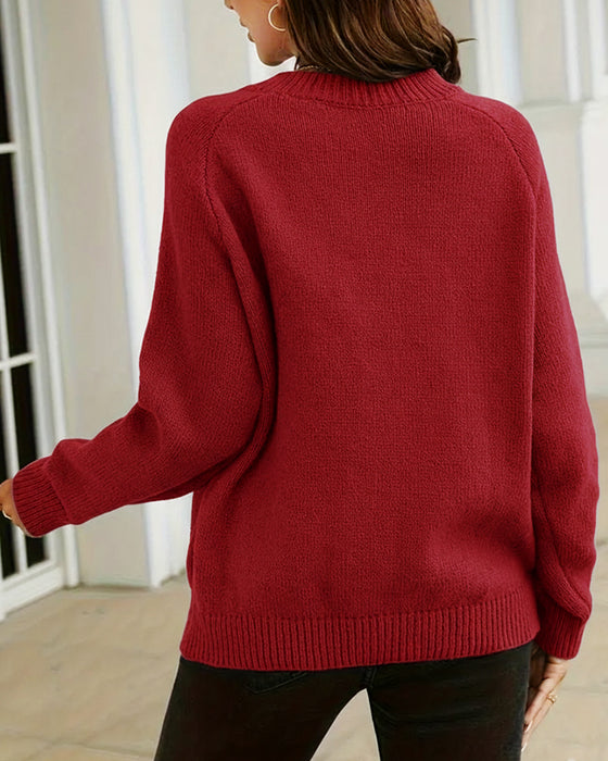 Pullover mit Knöpfen und Rundhalsausschnitt