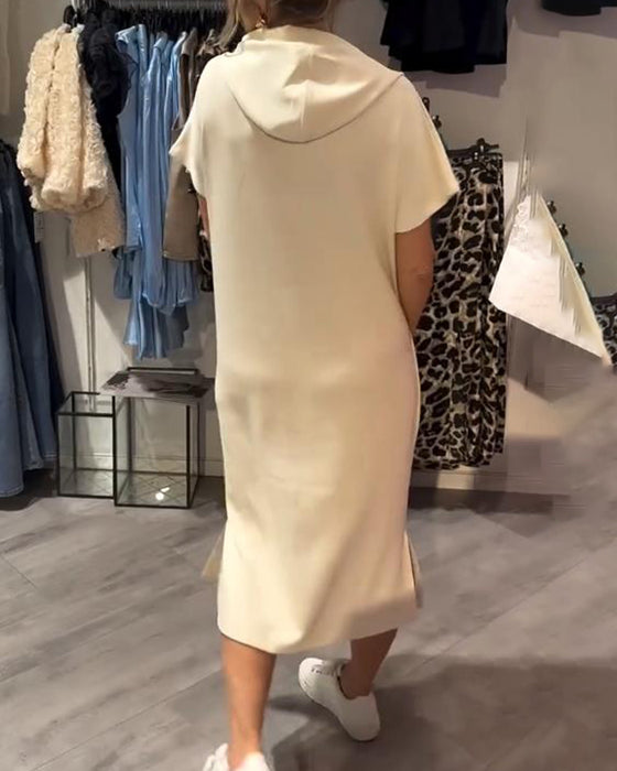Kleid Mit Kapuze Casual Kordelzug